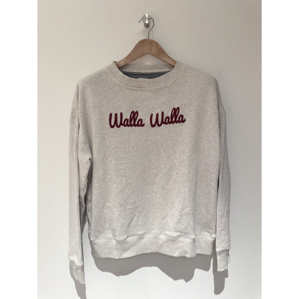 Champion Women's Size L Embroidered Walla Walla Sweatshirt Oatmeal/White/Ivory